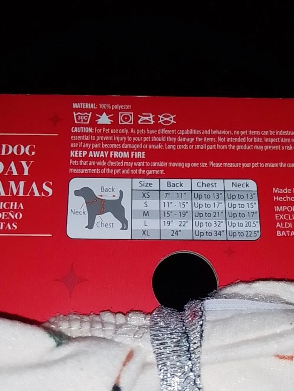 Pet XS Cream Holiday Pajamas with Dachshund Print